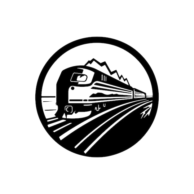 Tren eléctrico en círculo logotipo icono de tren metro silueta vectorial de diseño aislado plantilla vectorial de tranvía
