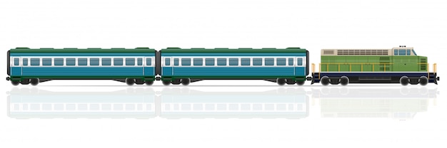 Tren ferroviario con locomotora y vagones ilustración vectorial
