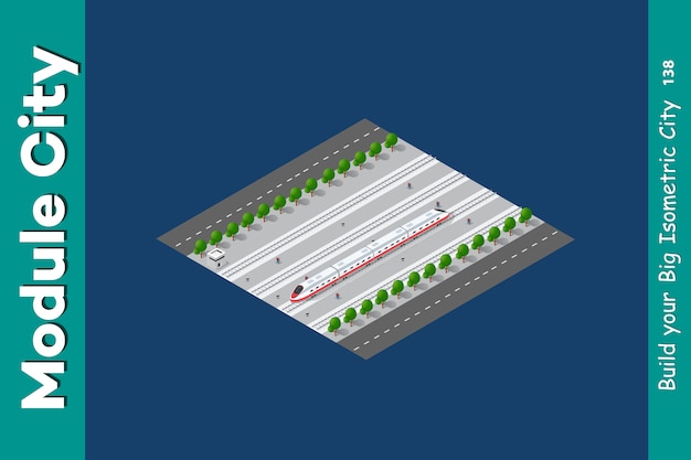 Vector tren isométrico de transporte 3d