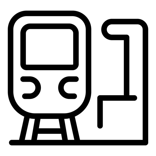 El tren llega a la estación con el icono de la plataforma en estilo de línea
