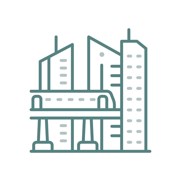 tren de metro vectorial con ilustración de paisaje urbano o ilustración de horizonte