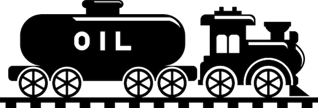 Vector tren de vapor de juguete con carro de tanque de vagón de metal para aceite en ilustración vectorial de estilo plano