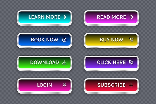 Trendy buttons for web and app design set of action button ready web concept element for website