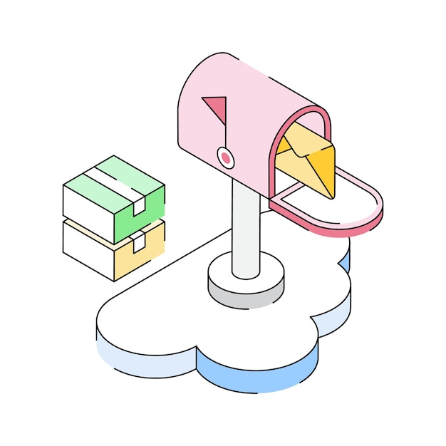Trendy isometric icon of cloud mail easy to edit design