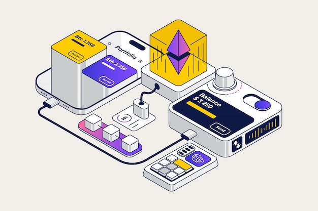 Trendy Isometric illustration of Crypto