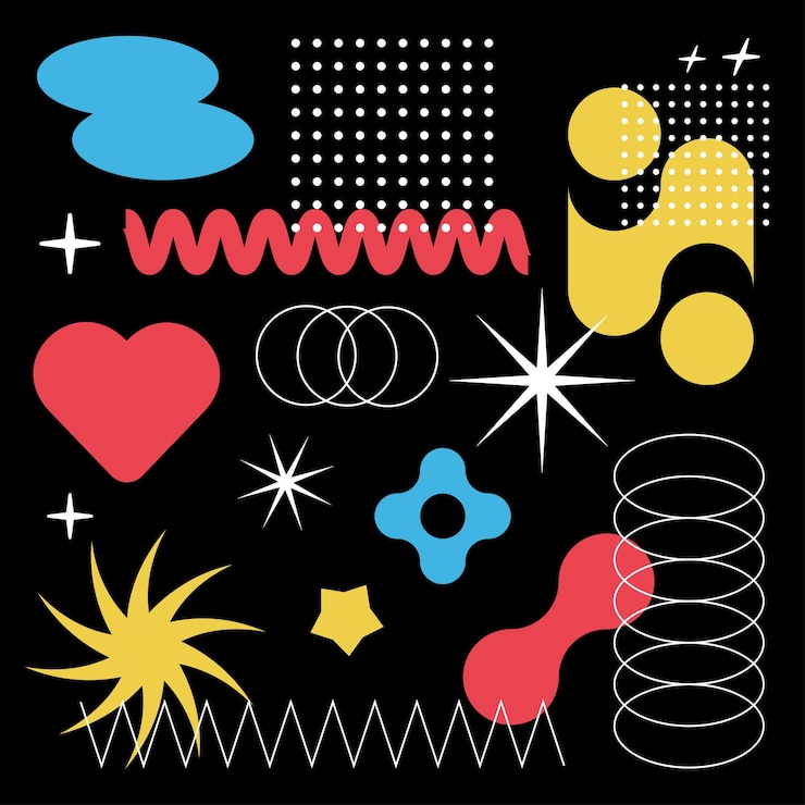 Vector trendy y2k conjunto de elementos retro abstractos signos y símbolos objetos vectoriales decorativos