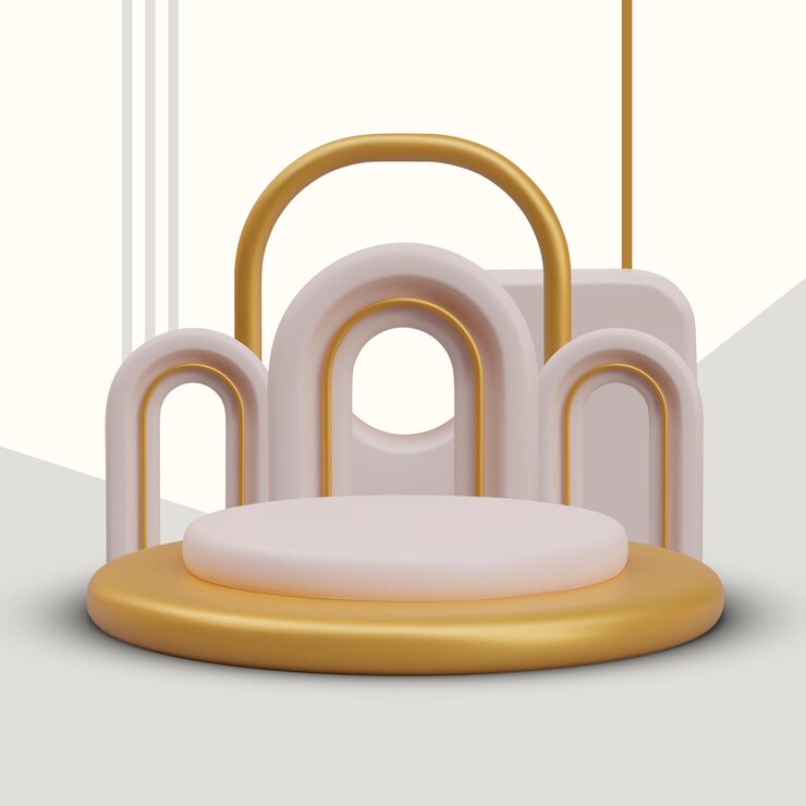 Vector tres arcos con elementos dorados hermosa composición para la presentación del producto
