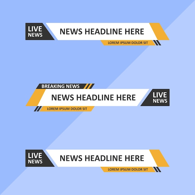 Vector tres banners para un titular de noticias aquí.