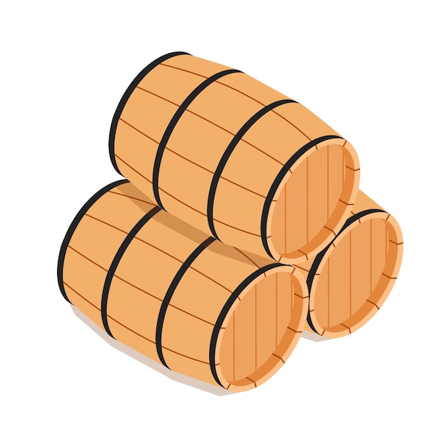 Tres barriles de madera para vino y otro alcohol