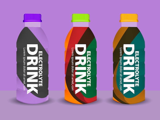 tres botellas de jugo con una que dice "beber"