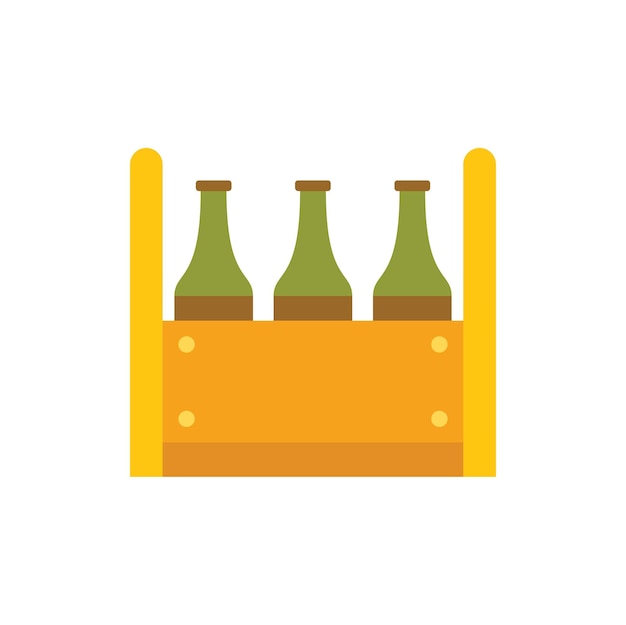 Tres botellas de pie en una caja de cerveza de madera