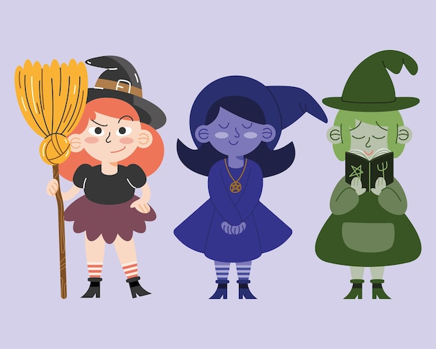 Vector tres brujas de halloween