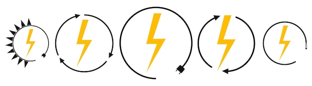 tres cables diferentes con un rayo en ellos