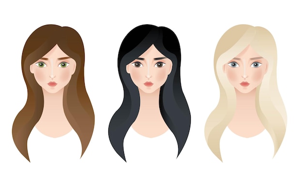Tres caras de la mujer aisladas