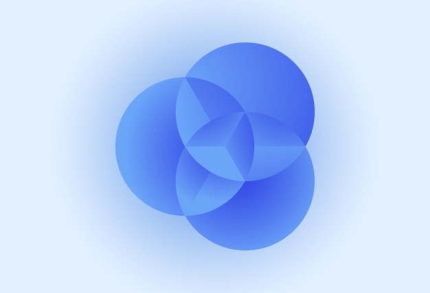 Tres círculos con ilustración de fondo de vector de concepto de color azul