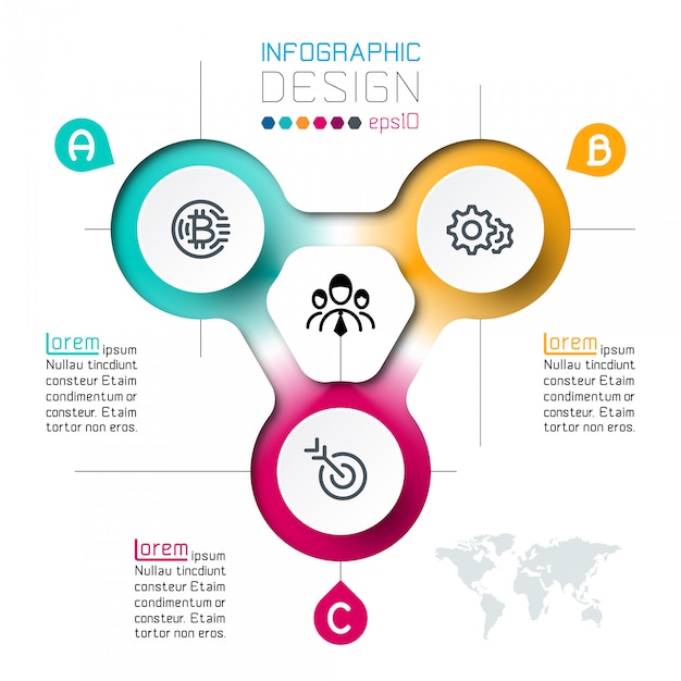 Tres círculos con plantilla de infografía de negocios