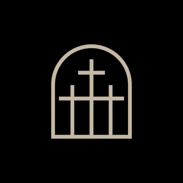 tres cruz de cristo nicho ventana logotipo ilustración de icono vectorial