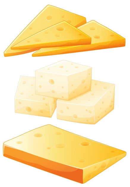 Tres diferentes tipos de queso delicioso