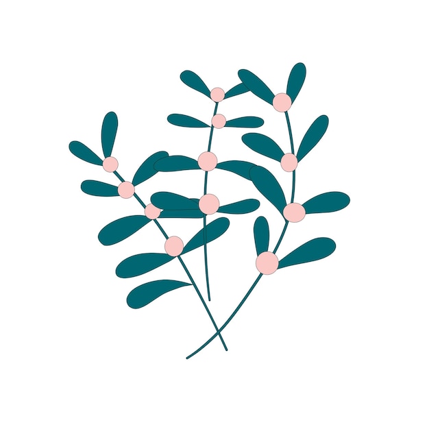 Tres elegantes ramas con bayas y hojas verdes ilustración vectorial
