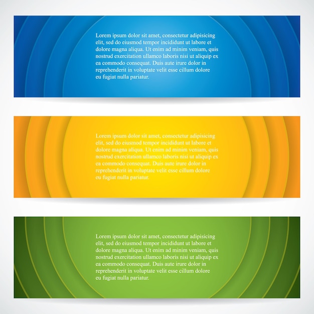 Tres elementos web de estilo banner universales Vector