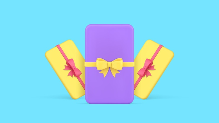 Vector tres envueltas caja de regalo rectangular vacaciones presente pancarta copia espacio icono 3d vector realista