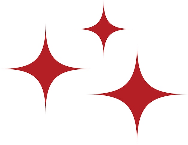 Tres estrellas estilizadas decorativas en tonos oscuros de color rojo en estilo minimalismo