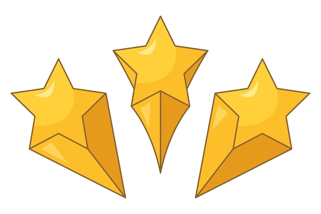 Tres estrellas fugaces de dibujos animados
