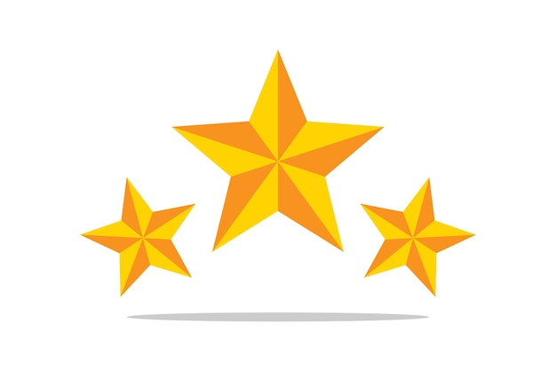 Tres estrellas icono de calidad aislado en fondo claro Símbolo de primer lugar Logro mejor calificación de producto del cliente calificación de éxito Diseño plano para interfaz de usuario web Ilustración vectorial