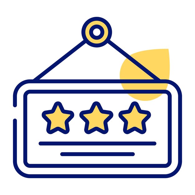 Tres estrellas en el icono de clasificación vectorial del hotel