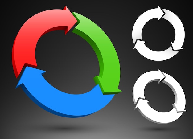 Tres flechas circulares 3d