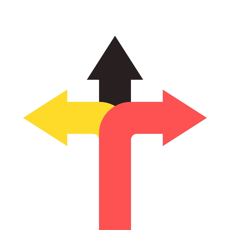 Vector tres flechas concepto elegir una manera hacer una elección ilustración vectorial