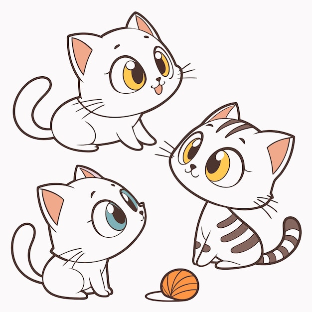 Tres gatitos adorables jugando