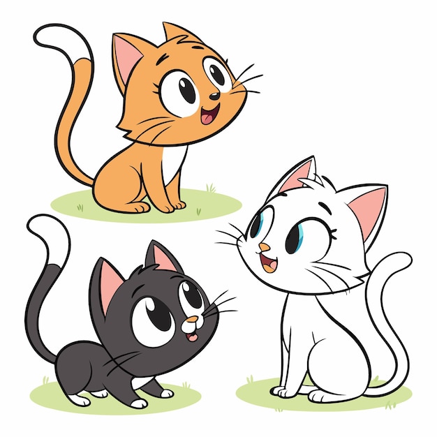 Tres gatitos de dibujos animados