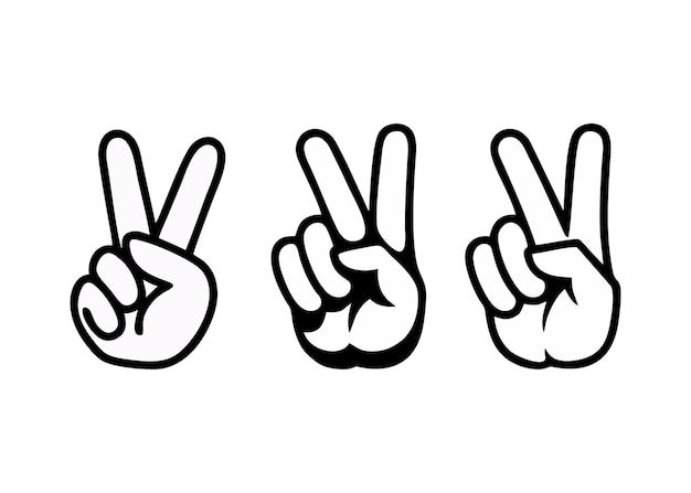 Tres gestos de las manos que forman el signo de la paz