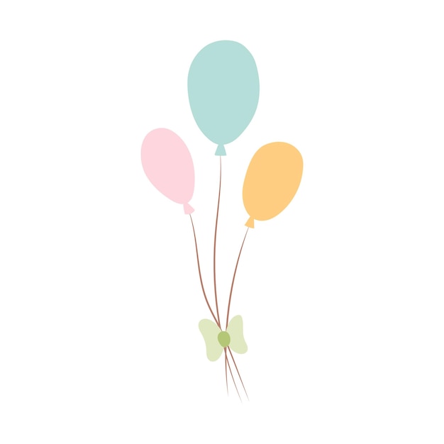 Tres globos en colores pastel