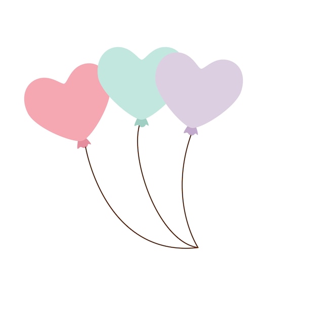 tres globos en forma de corazón de amor