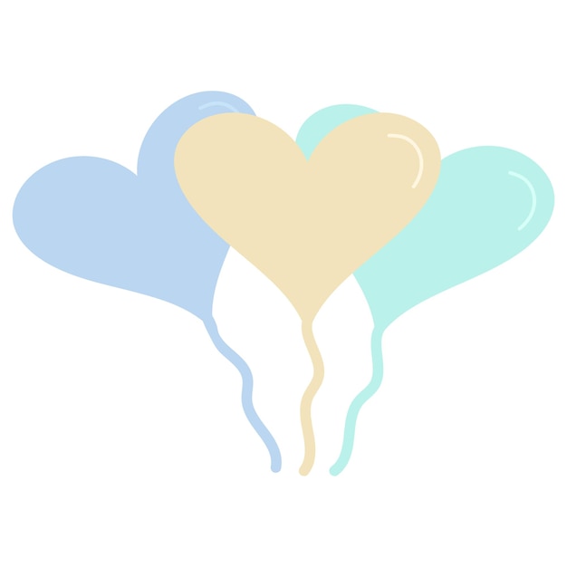 Tres globos en forma de corazón ilustración vectorial plana