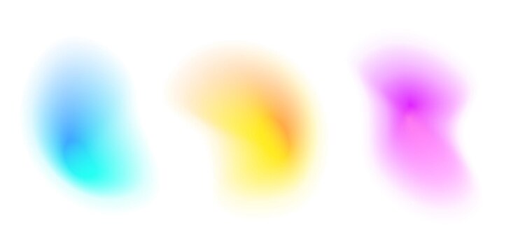 Vector tres gradientes de colores desdibujan ráfagas transparentes de vectores decorativos de explosiones de nebulosas de espacio de color
