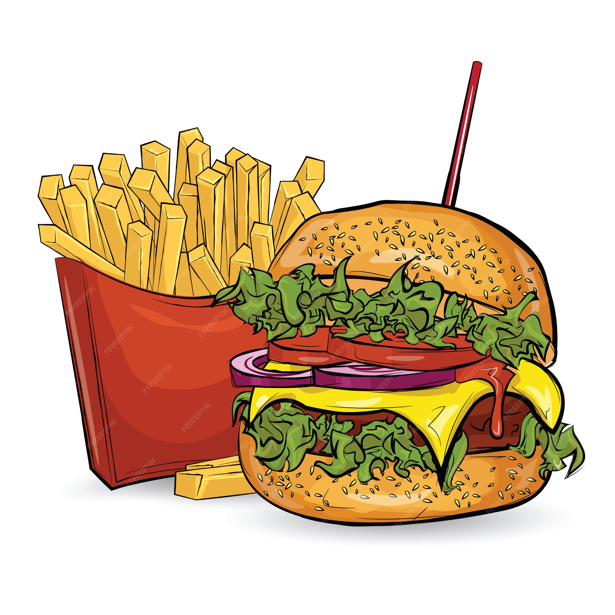 Tres hamburguesas en el estilo de dibujo sobre el fondo blanco. | Vector  Premium