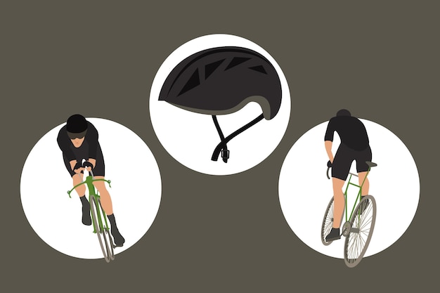 Vector tres iconos de deporte de ciclismo