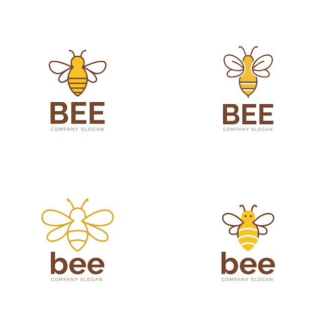 tres ilustraciones de abejas amarillas y marrones con las palabras abejas