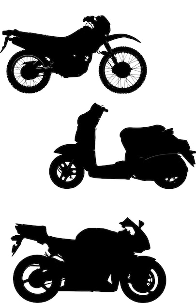 Vector tres ilustraciones vectoriales de motocicleta ayuda para diseñadores