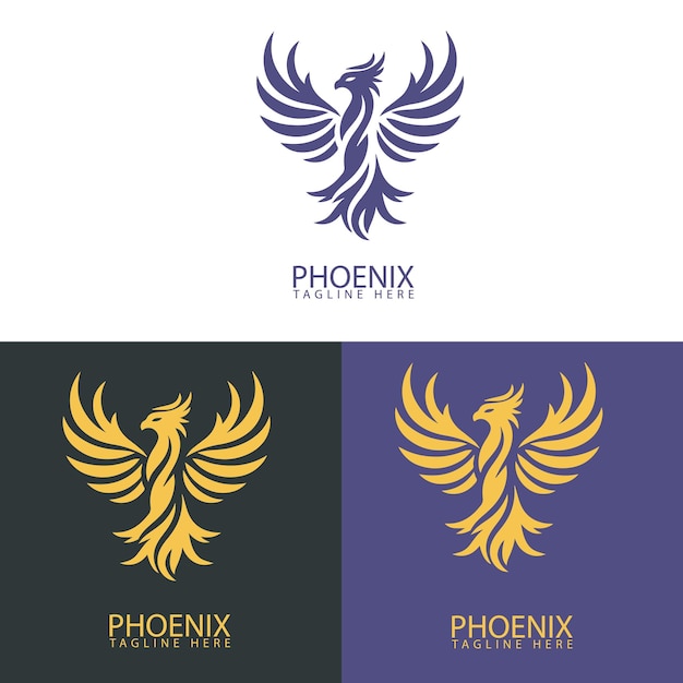 tres imágenes de un logotipo de fénix y un logotipo para un fénix