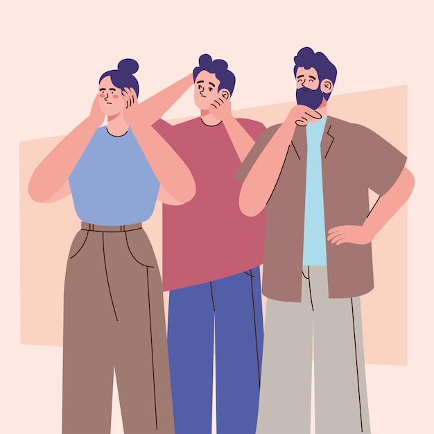 Tres jóvenes pensando