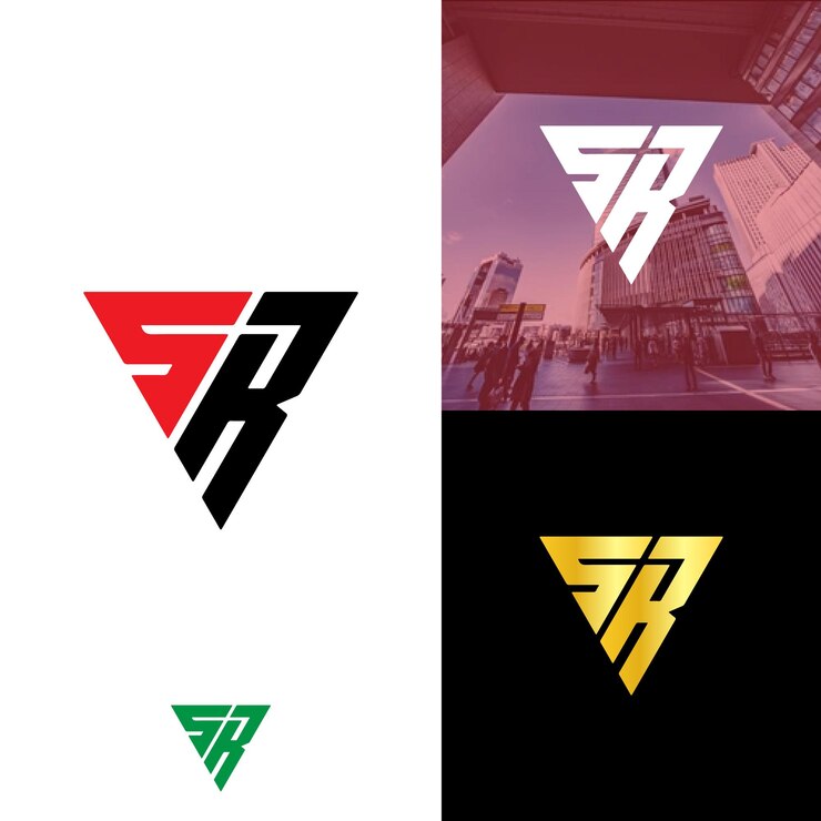 Tres logotipos de diferentes colores tienen la letra SR en ellos el logotipo SR