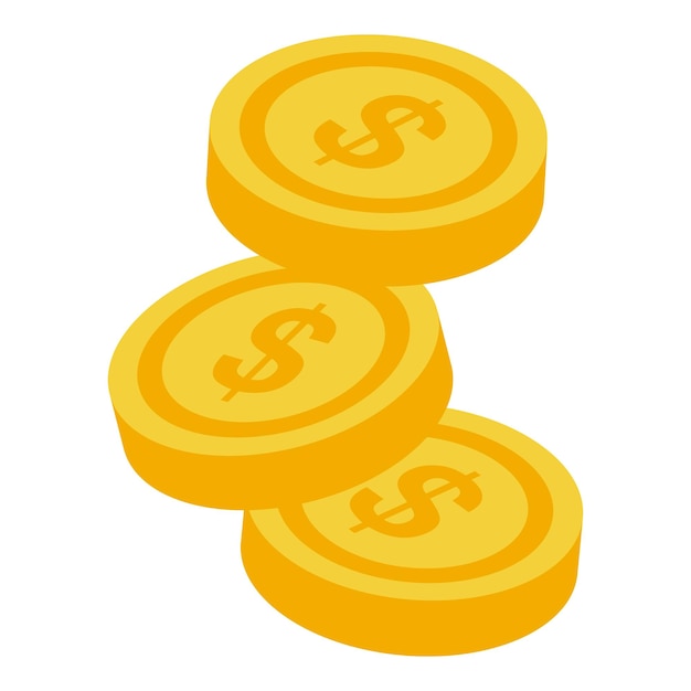 Tres monedas de oro con el signo de dólar están cayendo