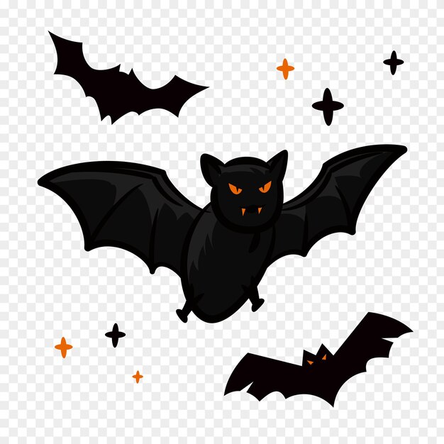 tres murciélagos negros de halloween