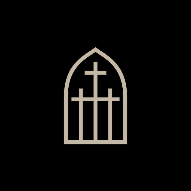 tres nichos cruz de cristo ventana logotipo ilustración de icono vectorial