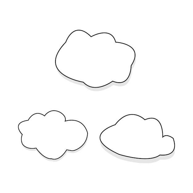 tres nubes están dibujadas sobre un fondo blanco