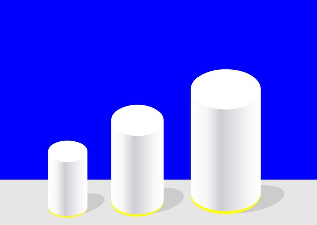 tres objetos blancos con una marca amarilla en la parte inferior